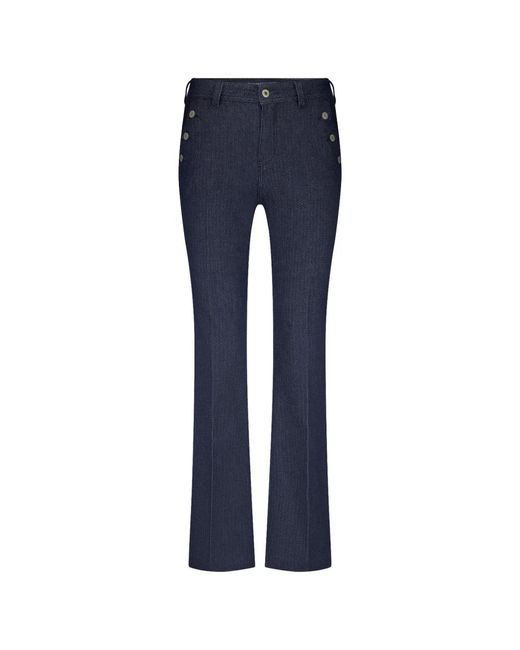Red Button Donkerblauwe Herringbone Flare Jeans in het Blue