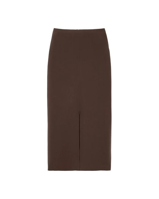Pinko Rokken ,Bruin ,Polyester Kokerrok Met Split Aan De Voorkant in het Brown