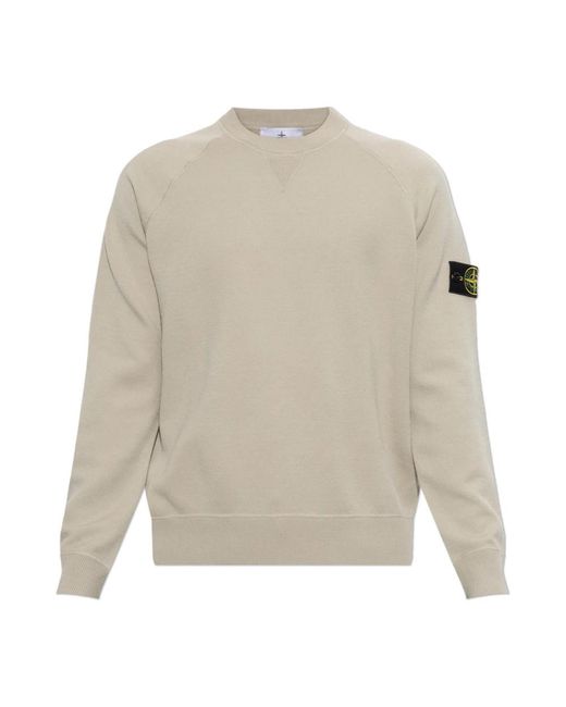 Stone Island Wollpullover Mit Ärmelpatch in White für Herren
