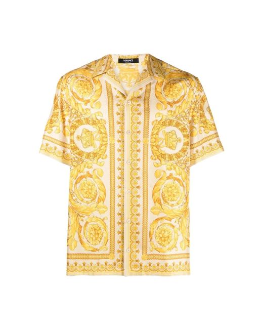 Versace Champagne barocco print shirt in Yellow für Herren