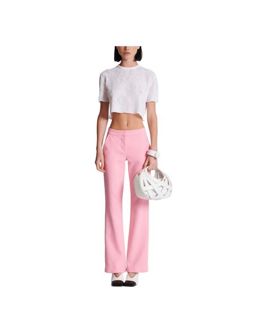 Balmain Pink Halbhohe Schlaghose Aus Krepp