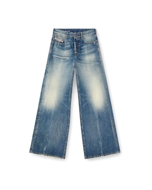 DIESEL Blue Blaue Jeans Mit Lockerer Passform Und Weitem Bein