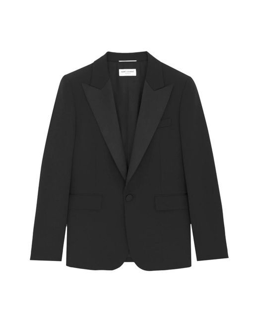 Saint Laurent Jassen ,Zwart ,Wol Zwarte Smokingjas Elegant Essentieel in het Black voor heren
