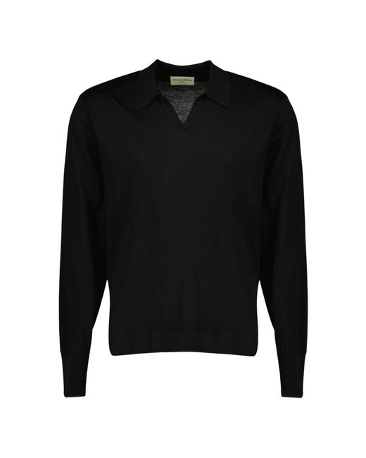 Officine Generale Black V-Neck Knitwear for men