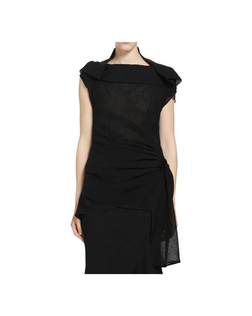 Yehuafan Black Sleeveless Tops