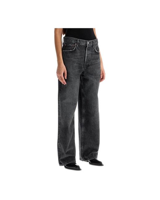 Agolde Gray Schwarze zerrissene baggy denim jeans