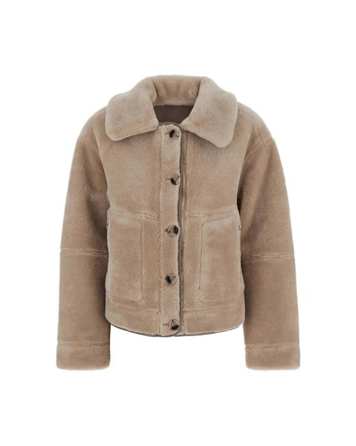 Urbancode Brown Grauer Merino Suedette Mantel