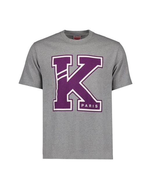 KENZO Varsity t-shirt mit bedrucktem logo in Gray für Herren