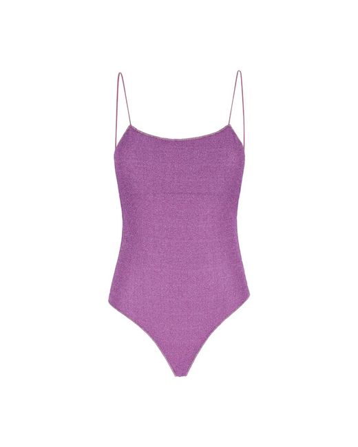 Costume da bagno lurex viola scollo a u di Oseree in Purple