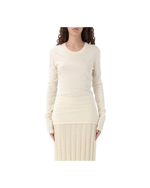 Lemaire Natural Blauer Rippstrickpullover