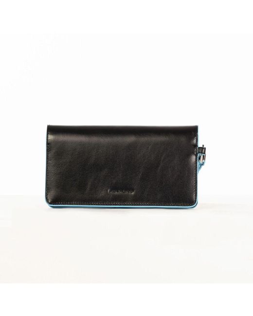 Piquadro Black Leder smartphone-geldbörse mit handgelenkschlaufe