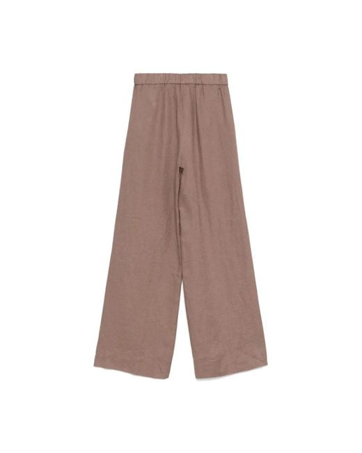 Antonelli Broeken ,Bruin ,Linnen Aarde Bruine Linnen Elastische Broek in het Brown