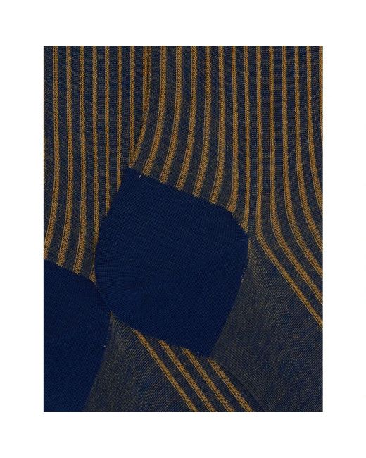 Gallo Herren Lange Blaue Plattierte Baumwollsocken in Blue für Herren