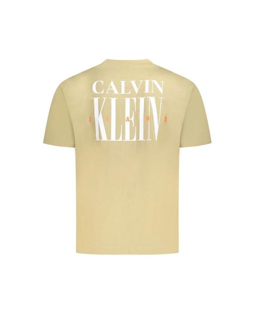 Calvin Klein Grünes Baumwoll-T-Shirt Mit Stickerei in Yellow für Herren