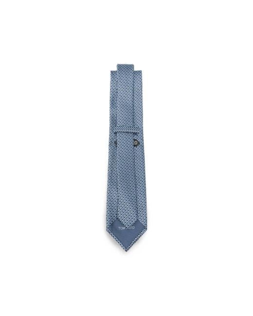 Tom Ford Accessoires ,Blauw ,Geometric Pattern Tie in het Blue voor heren