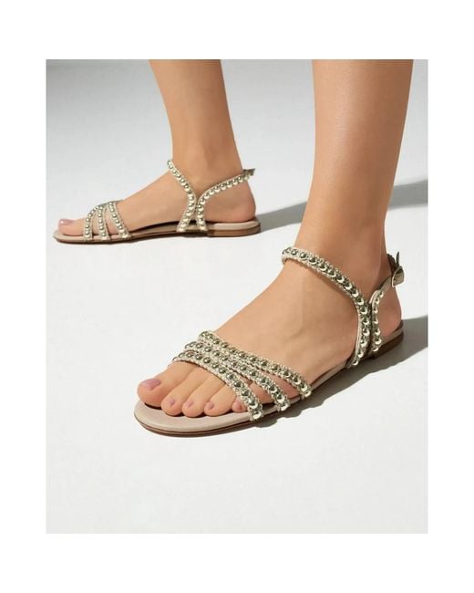 Casadei Metallic Flat Sandals