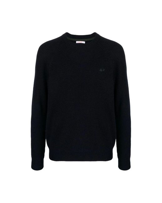 Sun 68 Dunkelblauer rippstrickpullover in Black für Herren