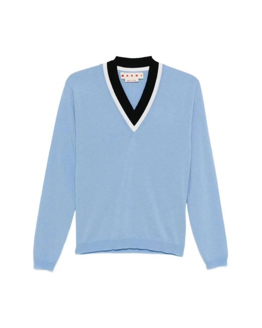 Marni Blue V-Neck Knitwear