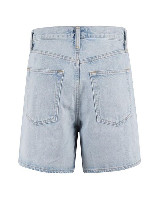 Agolde Blue Blaue V-Taille Shorts Mit Taschen