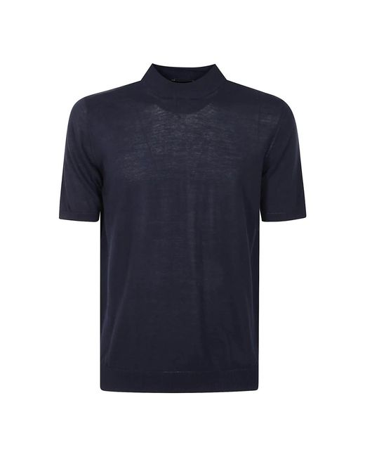 Roberto Collina Baumwoll Rollkragen T-Shirt in Blue für Herren