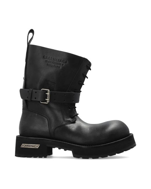 Balenciaga Black Lace-Up Boots for men