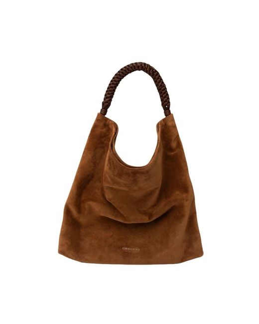 Orciani Brown Pfirsich Wildleder Schultertasche