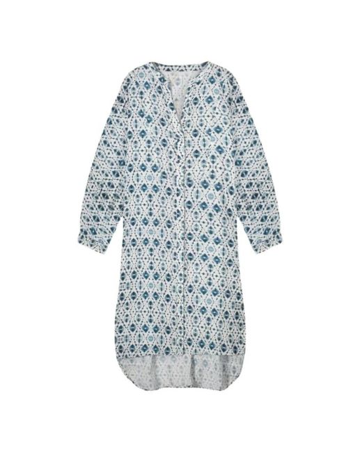 Summum Kleedjes ,Blauw ,Katoen Graphic Shirt Dress in het Blue