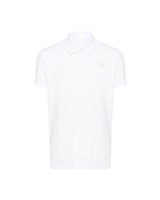 Moncler Weißes baumwoll-poloshirt mit logopatch in White für Herren