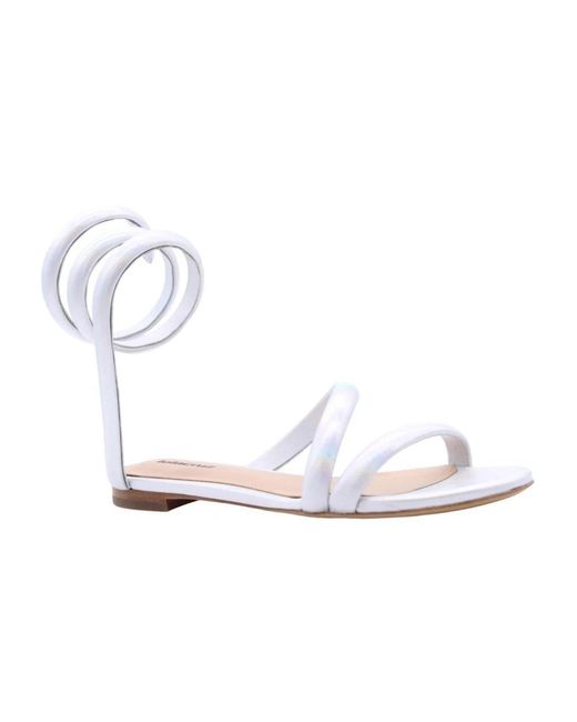 Lola Cruz White Flat Sandals