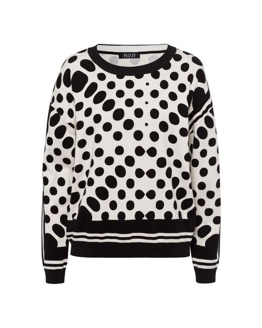 Tuzzi Black Statement Strickpullover Mit Punkten & Streifen