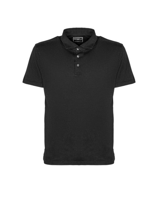 Fedeli Black Polo Shirts for men