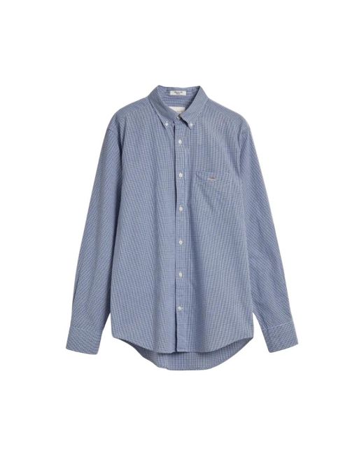 Gant Regular Poplin Micro Gingham Overhemd in het Blue voor heren