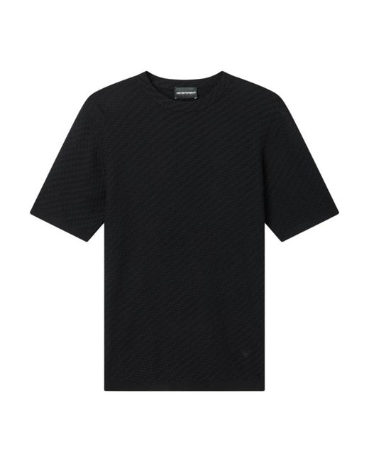 Emporio Armani Black Round-Neck Knitwear for men