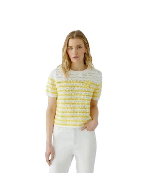 Ouí Yellow Gestreifter Kurzarmpullover