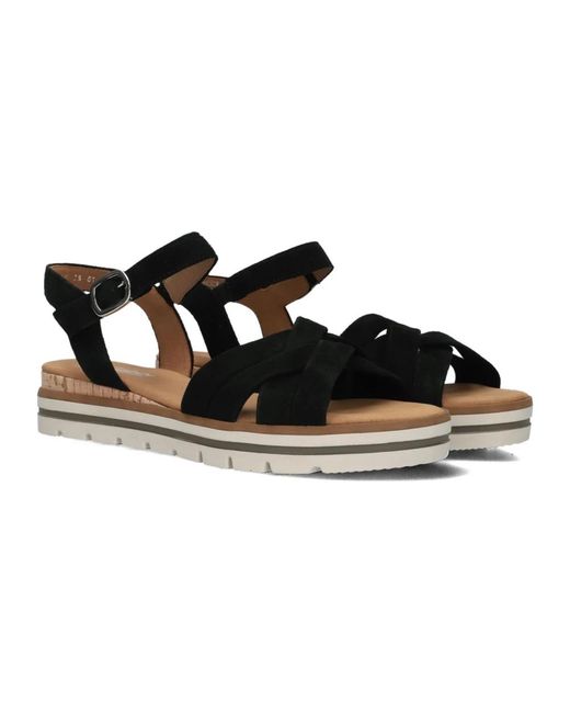 Gabor Schoenen ,Zwart ,Suède Zwarte Suède Sandalen in het Black