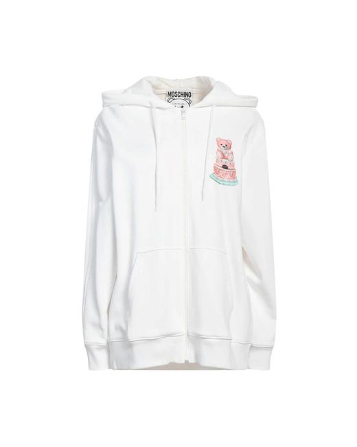Moschino White Couture hoodie mit teddy-print