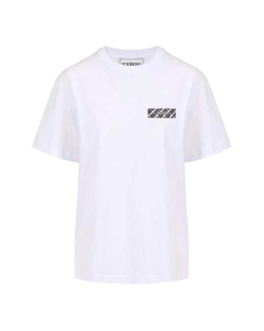 Iceberg Tops ,Wit ,Katoen Regular Fit Katoenen Jersey T-Shirt in het White