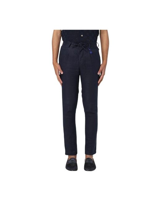 Manuel Ritz Blaue Leinenhose Mit Lockerer Passform in Blue für Herren