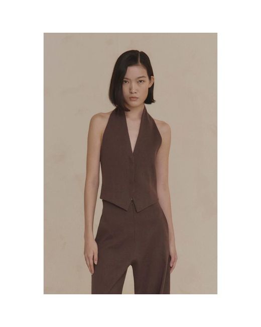 Cortana Brown Sleeveless Tops