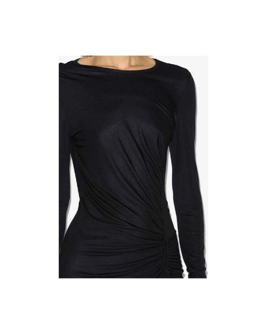Isabel Marant Black Elegantes Gerafftes Jerseykleid Mit Schlitz