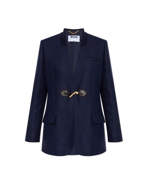 Moschino Jassen ,Blauw ,Wol Wollen Blazer in het Blue