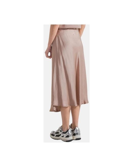 Deha Rokken ,Bruin ,Geplooide Viscose Midi Rok in het Pink