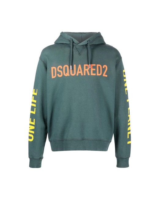 DSquared² Hoodies & Sweatvesten ,Blauw ,Katoen Blauwe Katoenen Hoodie Sweater in het Green voor heren
