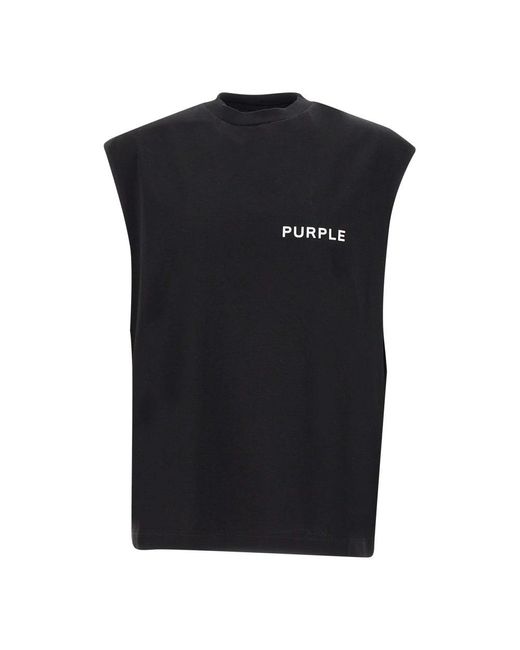 Purple Brand Black Sleeveless Tops for men