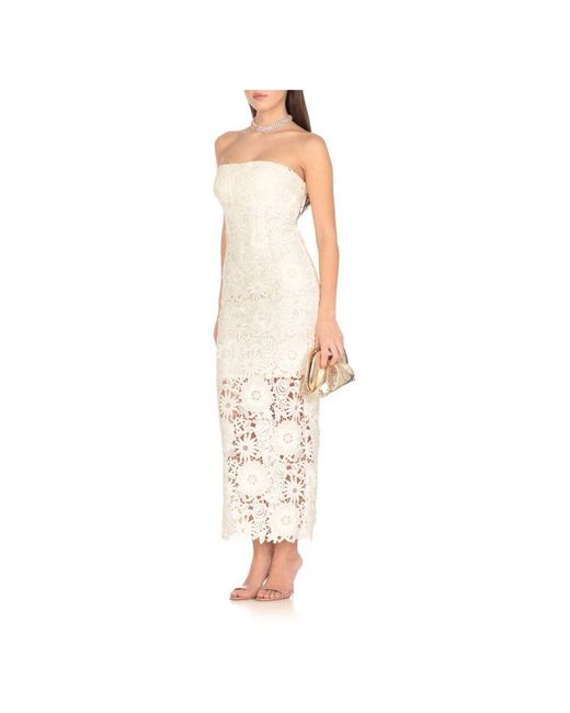ROTATE BIRGER CHRISTENSEN White Elegantes spitzenkleid mit bootsausschnitt