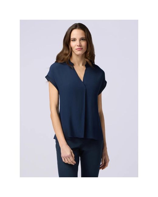 Oltre Blue Viskosebluse mit satinprofilen