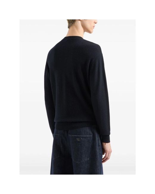 Emporio Armani Black Round-Neck Knitwear for men