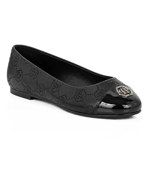 Philipp Plein Black Monogram Ballerinas