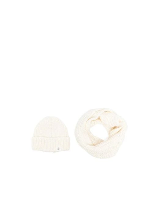Peuterey Gebreide Logo Label Beanie Hoed in het White