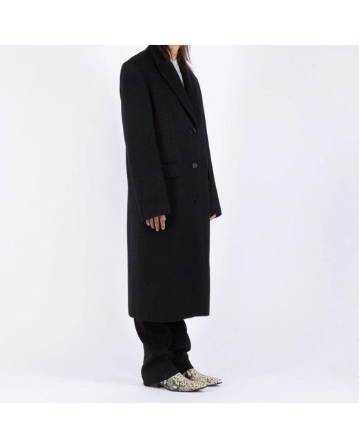 Acne Black Schwarzer Wollmantel A90463
